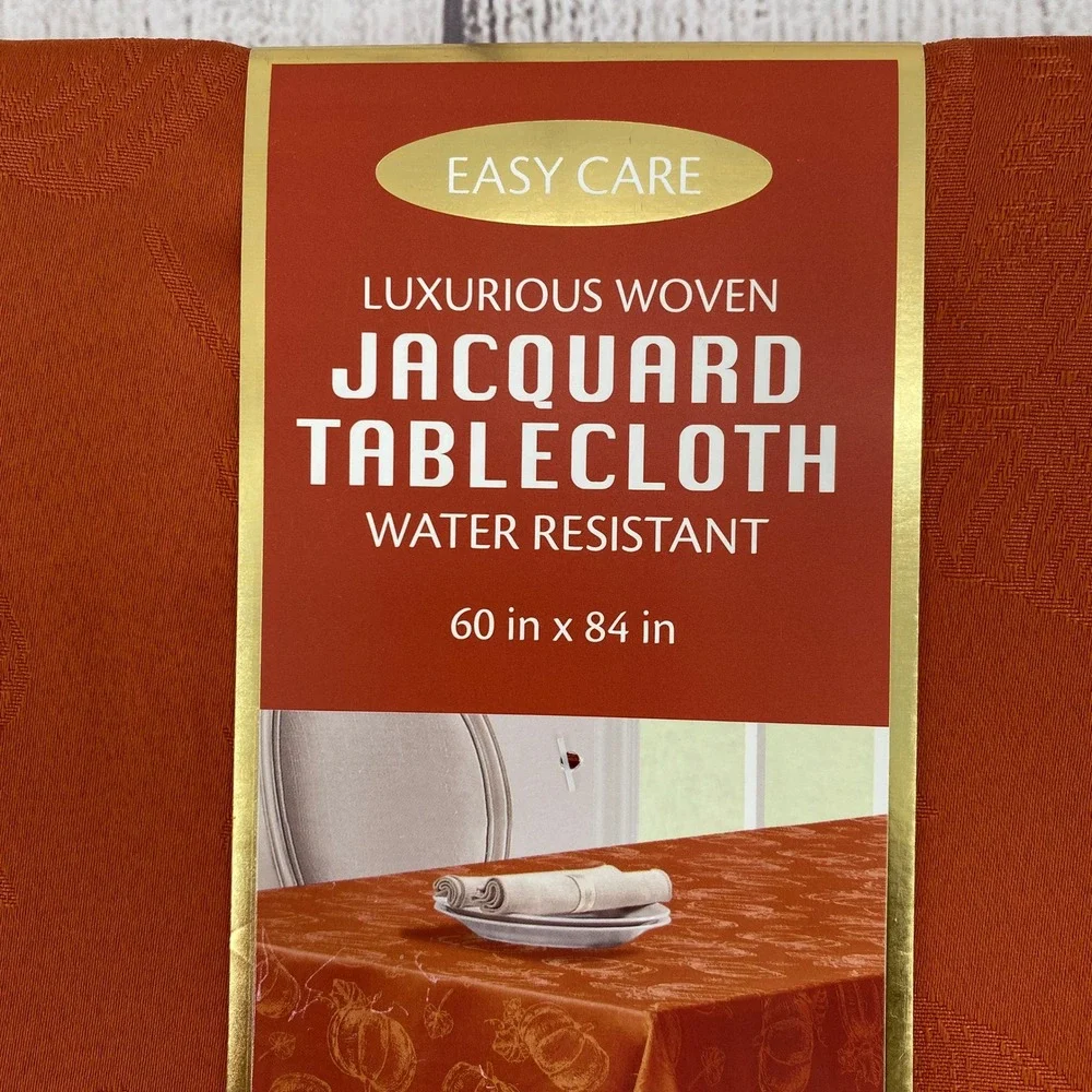 Colordrift Tablecloth 60x84 Orange Pumpkin Jacquard Fall Thanksgiving Holiday